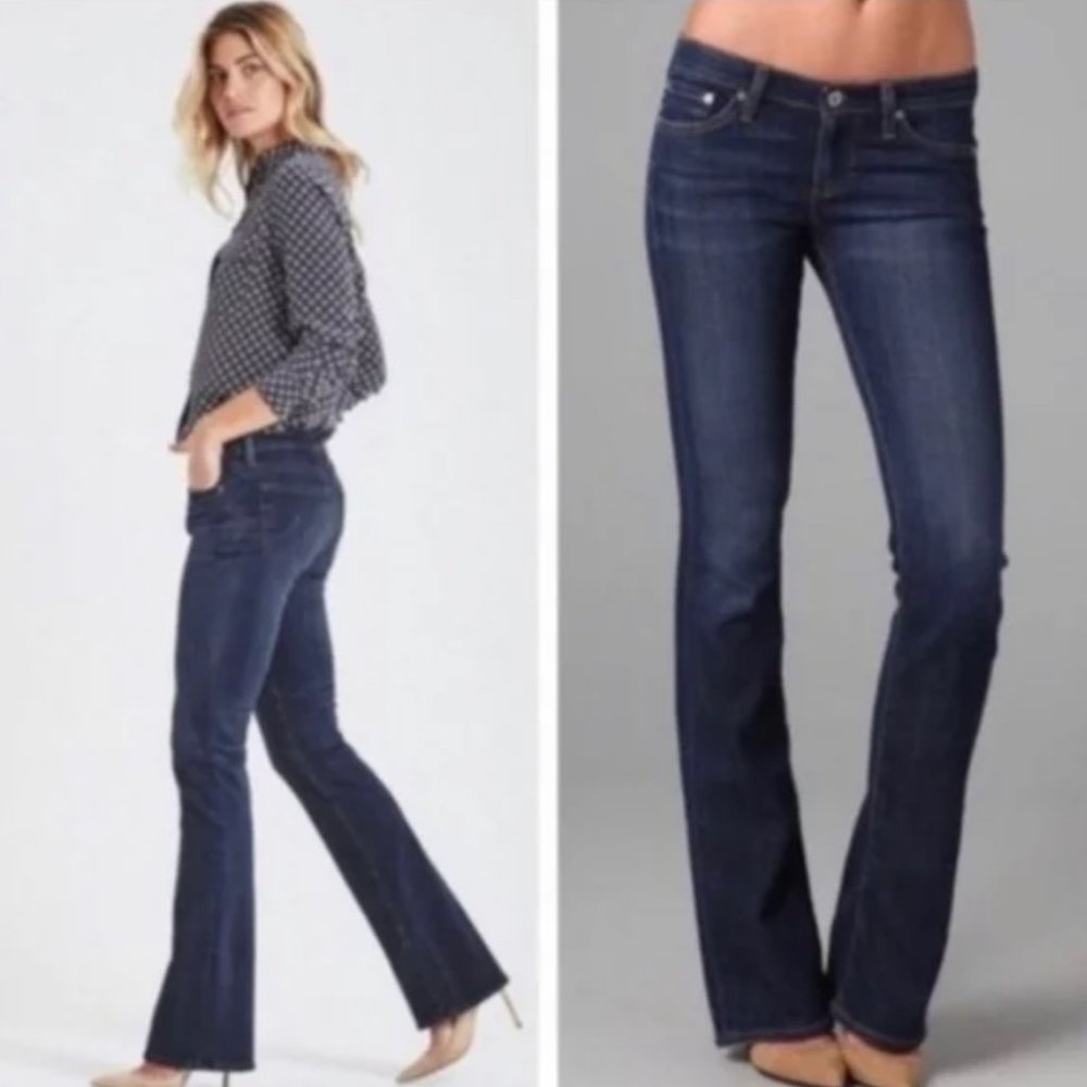 Adriano Goldschmied The Ballad Slim Boot Jeans Dark Wash Slightly Whiskered